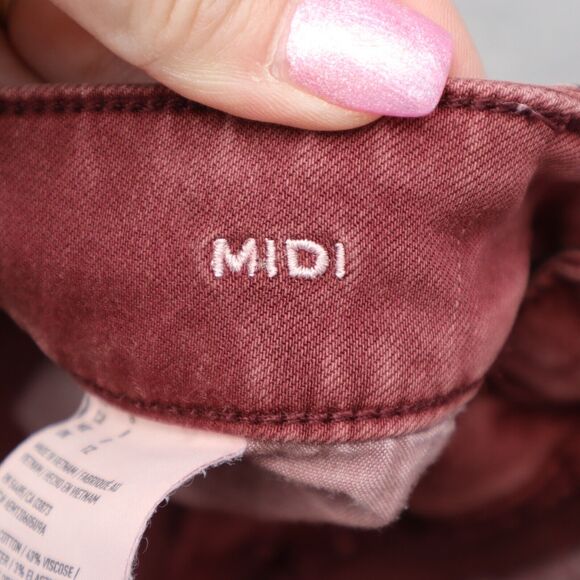 American Eagle Outfitters Shorts Womens 8 Red Mom Mid Rise Stretch Denim Button - Picture 7 of 15